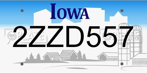 2ZZD557 Iowa License Plate