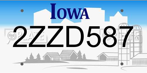 2ZZD587 Iowa License Plate