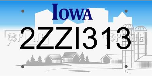 2ZZI313 Iowa License Plate