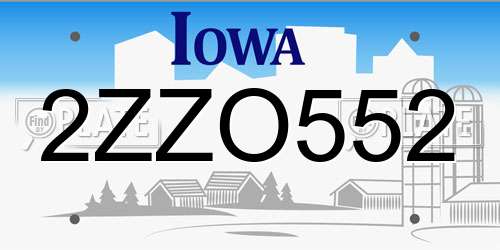 2ZZO552 Iowa License Plate