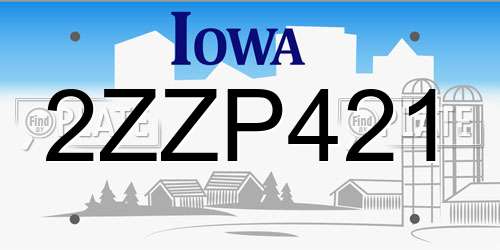 2ZZP421 Iowa License Plate