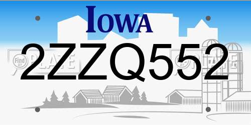 2ZZQ552 Iowa License Plate