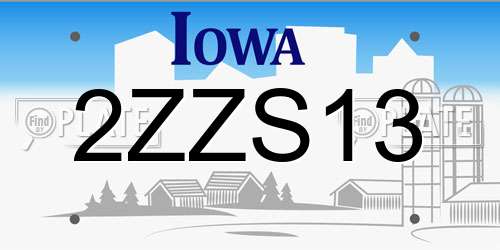 2ZZS13 Iowa License Plate