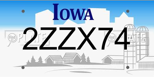 2ZZX74 Iowa License Plate