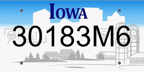 30183M6 Iowa License Plate