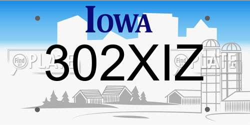 302XIZ Iowa License Plate