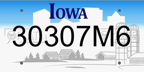 30307M6 Iowa License Plate