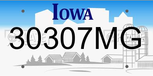 30307MG Iowa License Plate