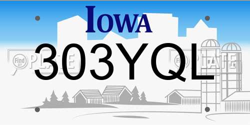 303YQL Iowa License Plate