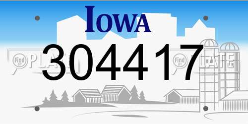 304417 Iowa License Plate