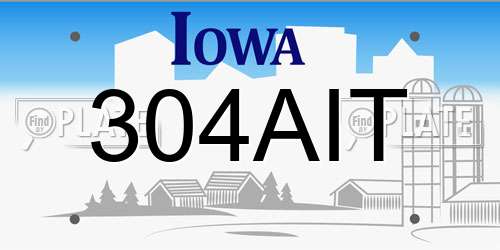 304AIT Iowa License Plate
