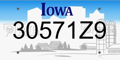 30571Z9 Iowa License Plate