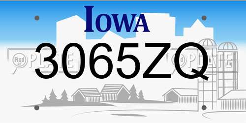 3065ZQ Iowa License Plate