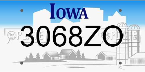3068ZO Iowa License Plate