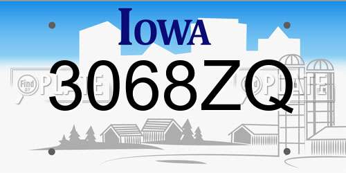 3068ZQ Iowa License Plate