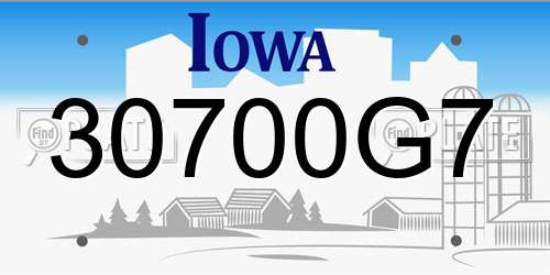 30700G7 Iowa License Plate