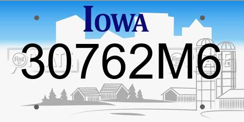 30762M6 Iowa License Plate