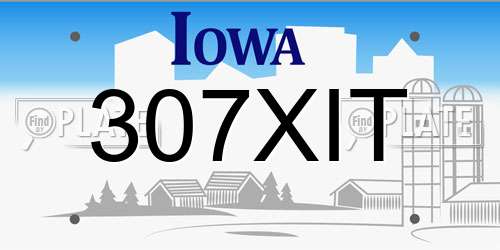 307XIT Iowa License Plate