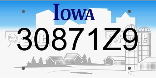 30871Z9 Iowa License Plate