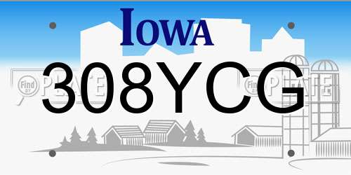 308YCG Iowa License Plate