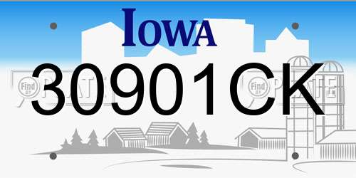 30901CK Iowa License Plate