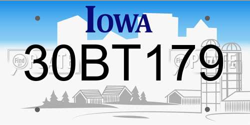 30BT179 Iowa License Plate