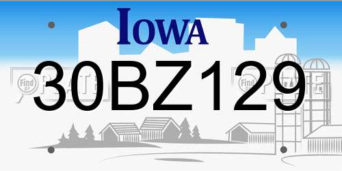 30BZ129 Iowa License Plate