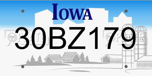 30BZ179 Iowa License Plate