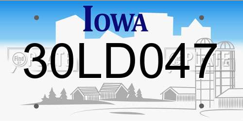 30LD047 Iowa License Plate