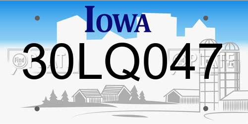 30LQ047 Iowa License Plate