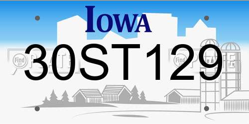30ST129 Iowa License Plate
