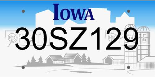30SZ129 Iowa License Plate