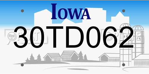 30TD062 Iowa License Plate