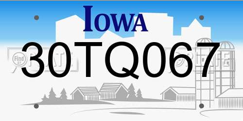 30TQ067 Iowa License Plate