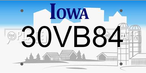 30VB84 Iowa License Plate