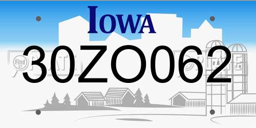 30ZO062 Iowa License Plate