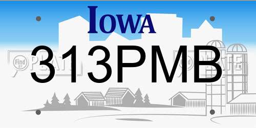 313PMB Iowa License Plate