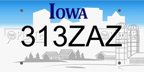 313ZAZ Iowa License Plate