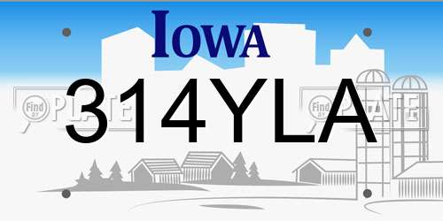 314YLA Iowa License Plate