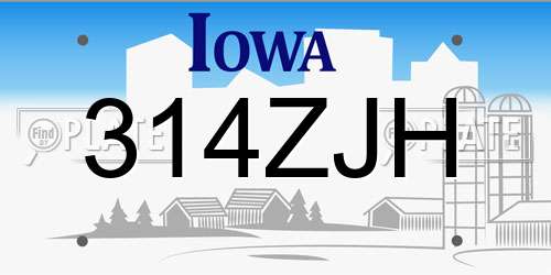 314ZJH Iowa License Plate