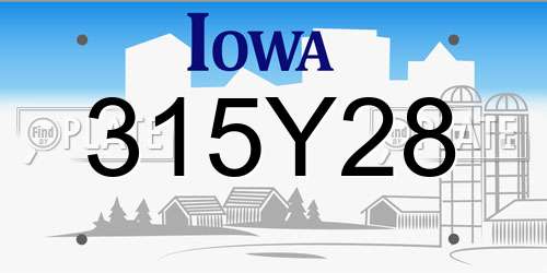 315Y28 Iowa License Plate