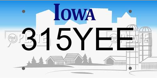 315YEE Iowa License Plate