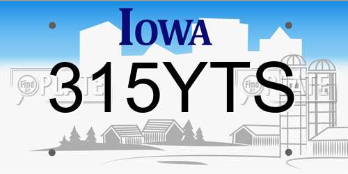315YTS Iowa License Plate