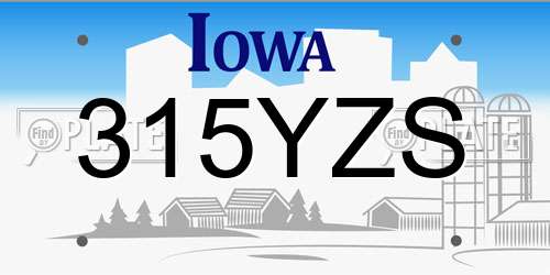 315YZS Iowa License Plate