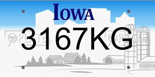 3167KG Iowa License Plate