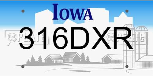 316DXR Iowa License Plate