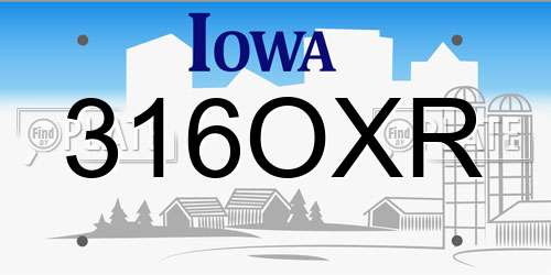 316OXR Iowa License Plate
