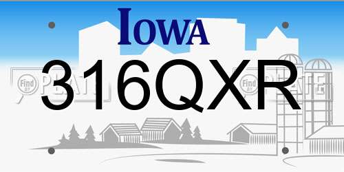 316QXR Iowa License Plate