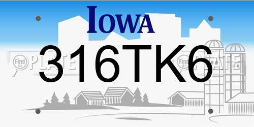 316TK6 Iowa License Plate