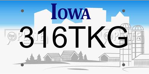 316TKG Iowa License Plate